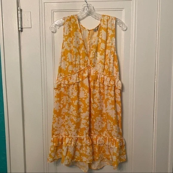 Ramy Brook Yellow Floral Ruffle Mini Dress Boho Garden Party Summer Size 10 - Picture 6 of 8